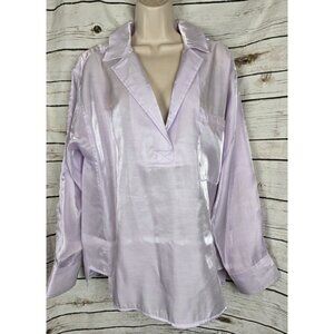 Anthropologie Pilcro Lilac Shimmer Popover Top Tunic L Womens Long Sleeves